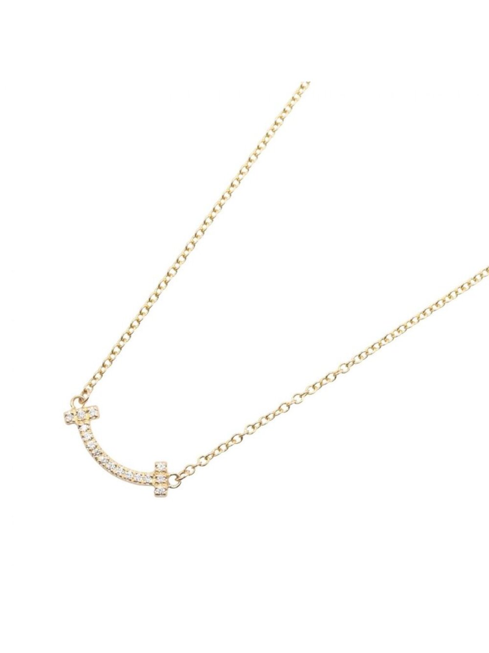 Tiffany & Co Necklace T Smile Mini Diamond 41 45.5 cm 18k